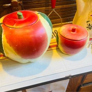 Vintage Hull Apple Cookie Jar & Grease Jar